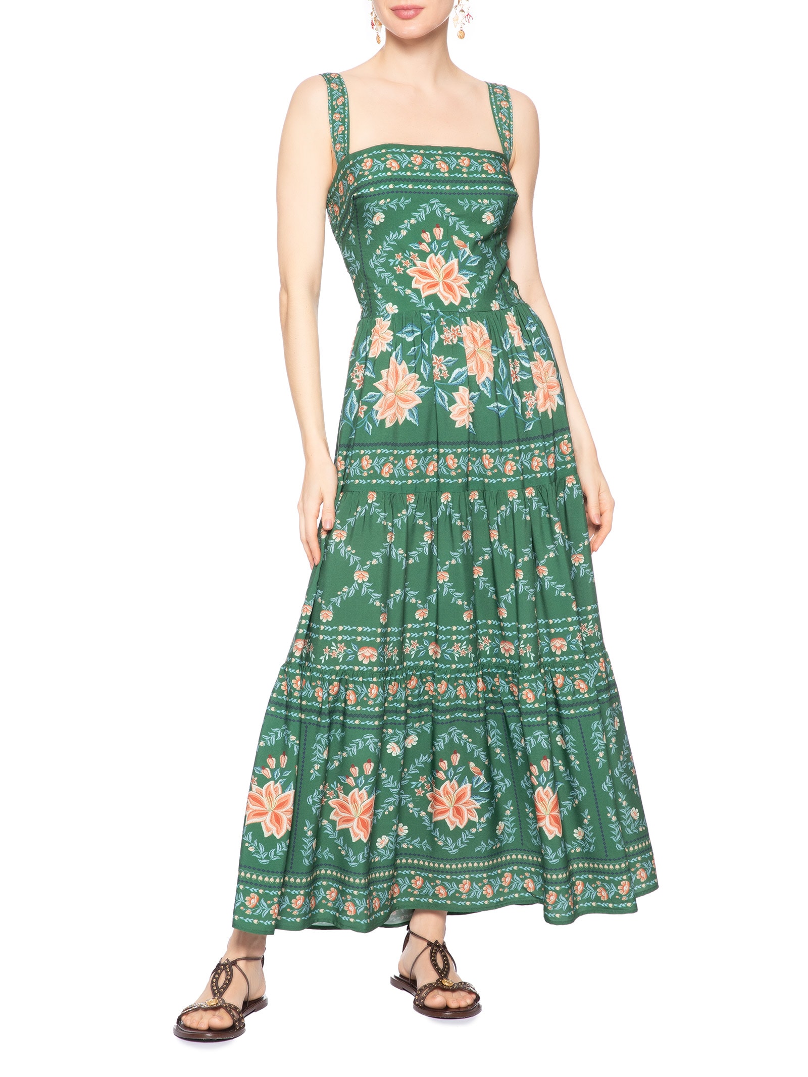 Vestido Jardim De Azaleias Verde Farm