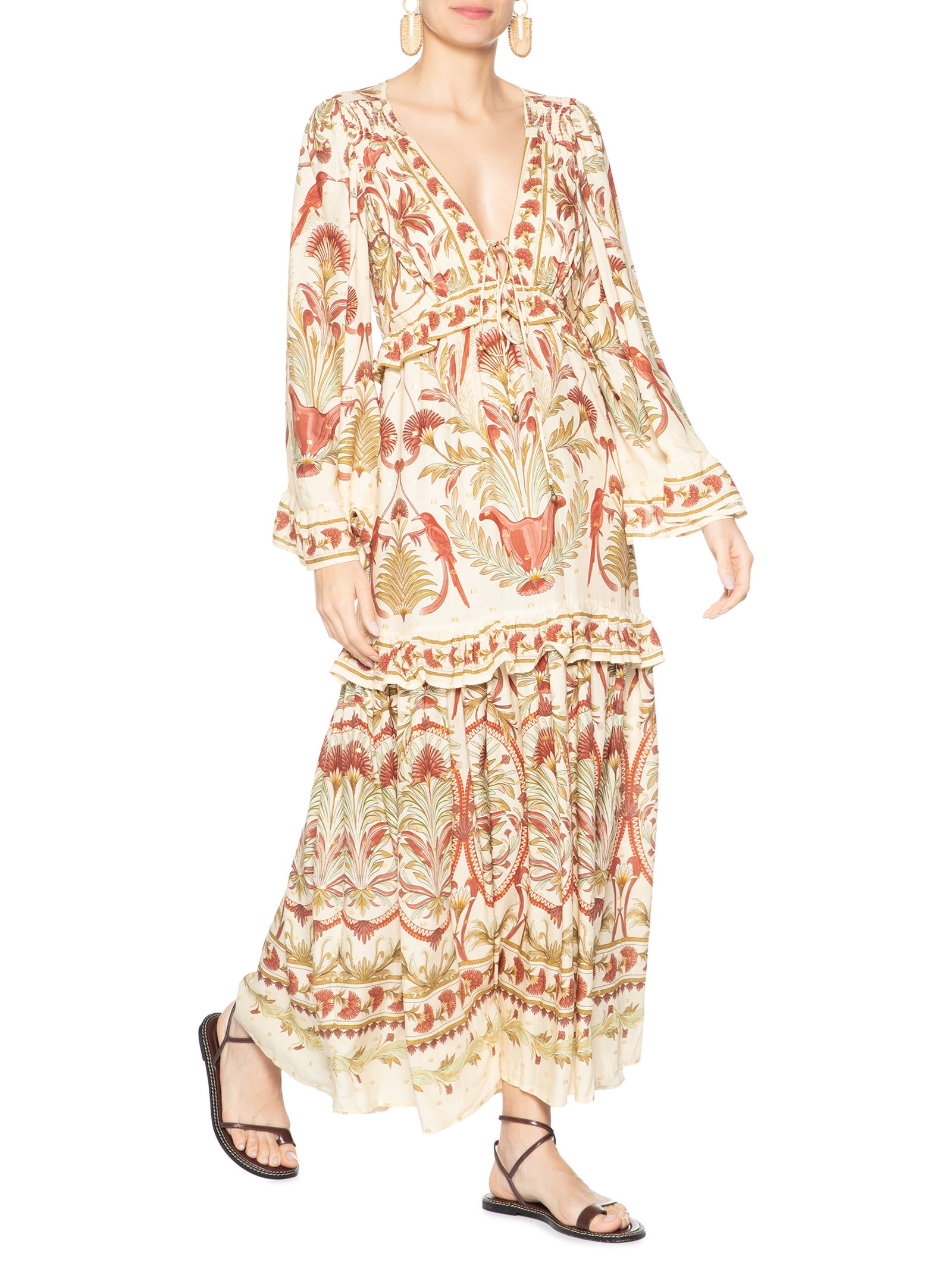 Vestido Jardim Louise Bege Farm
