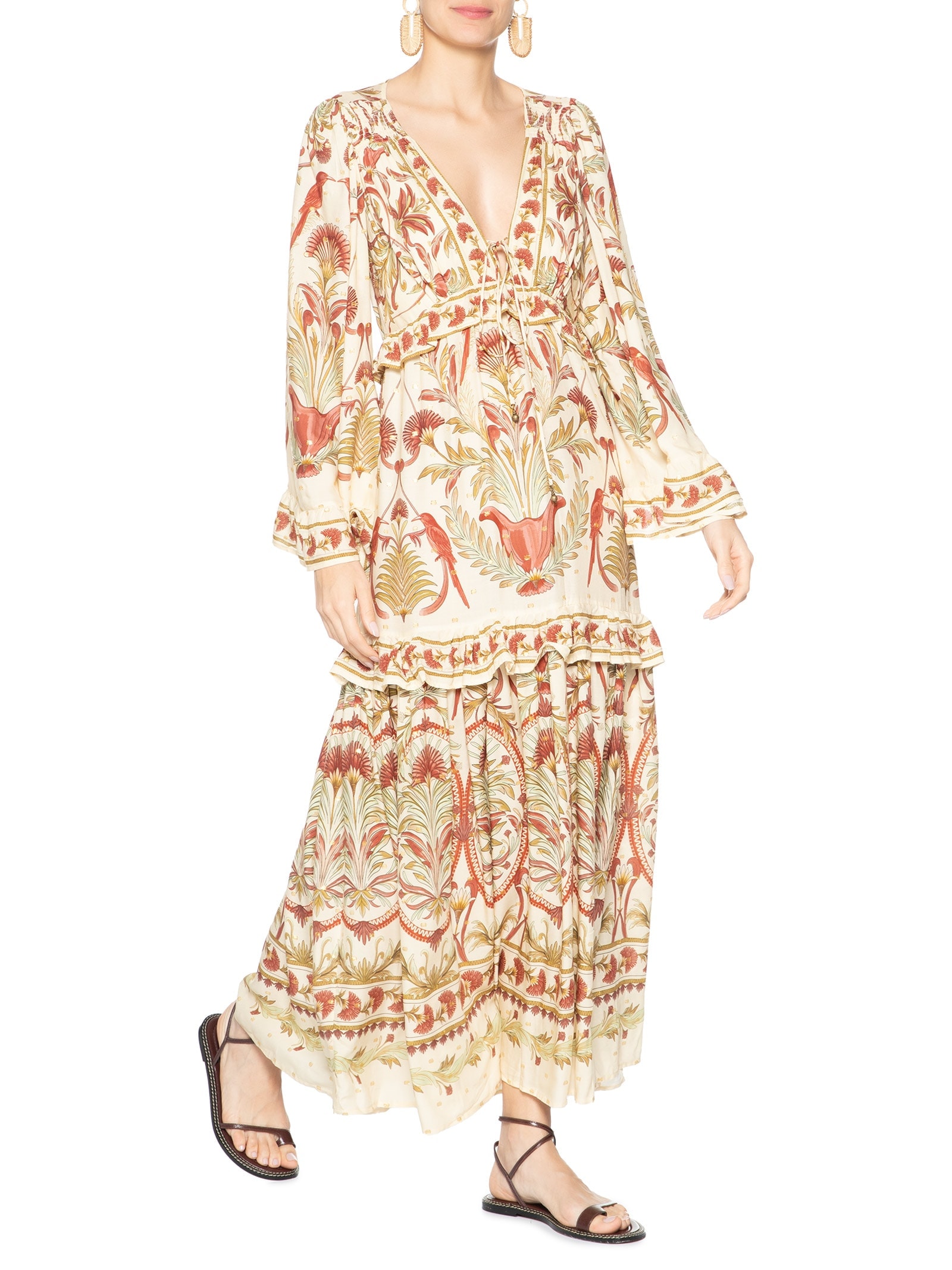 Vestido Jardim Louise Bege Farm