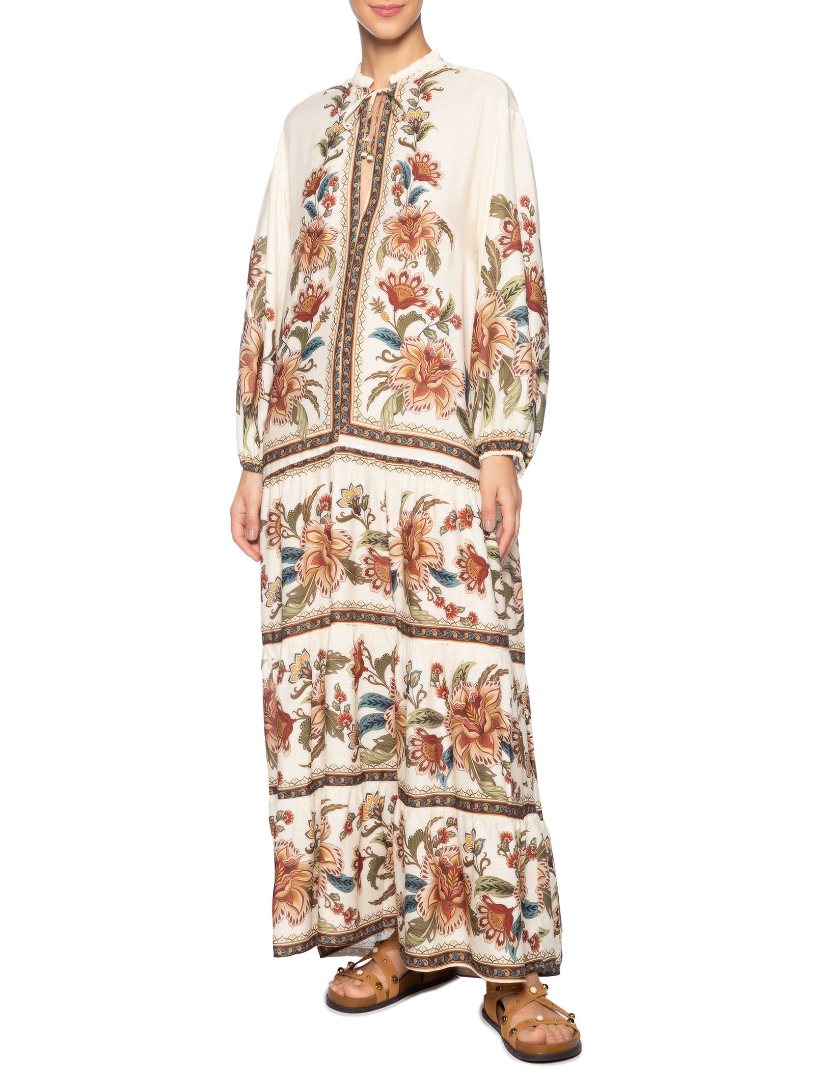 Vestido Jardim Majestoso Bege Farm