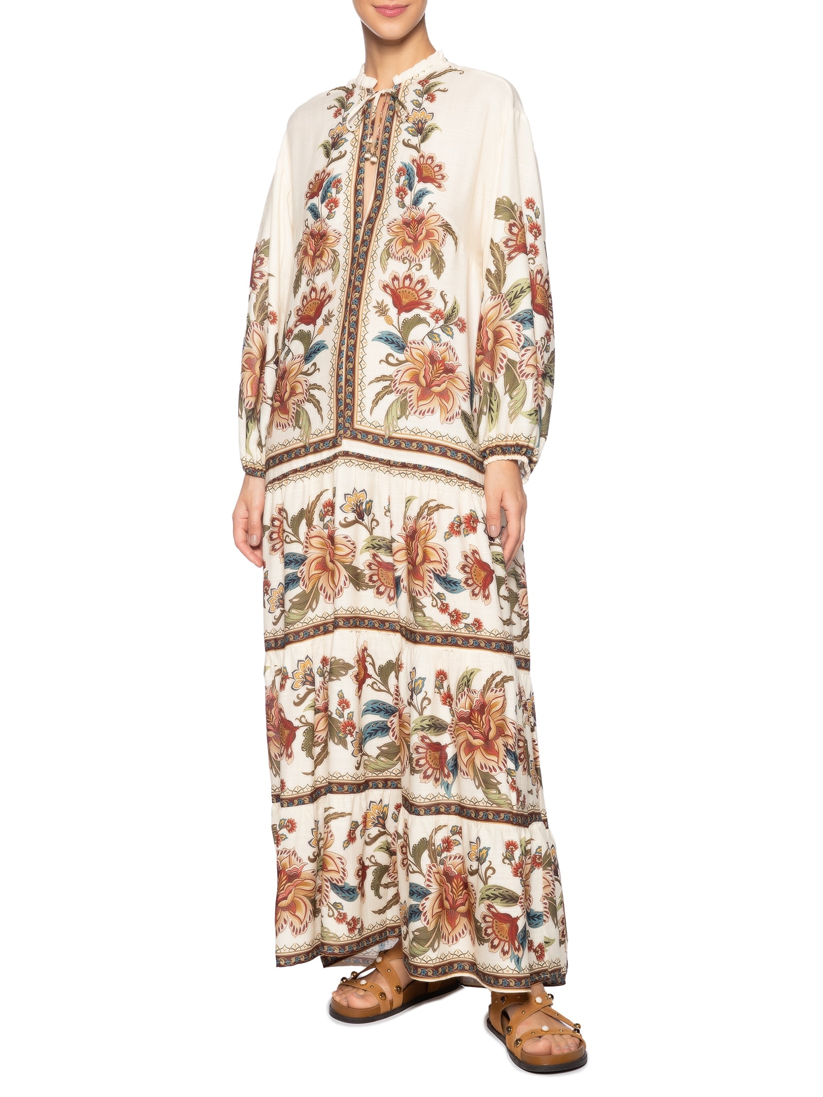 Vestido Jardim Majestoso Bege Farm