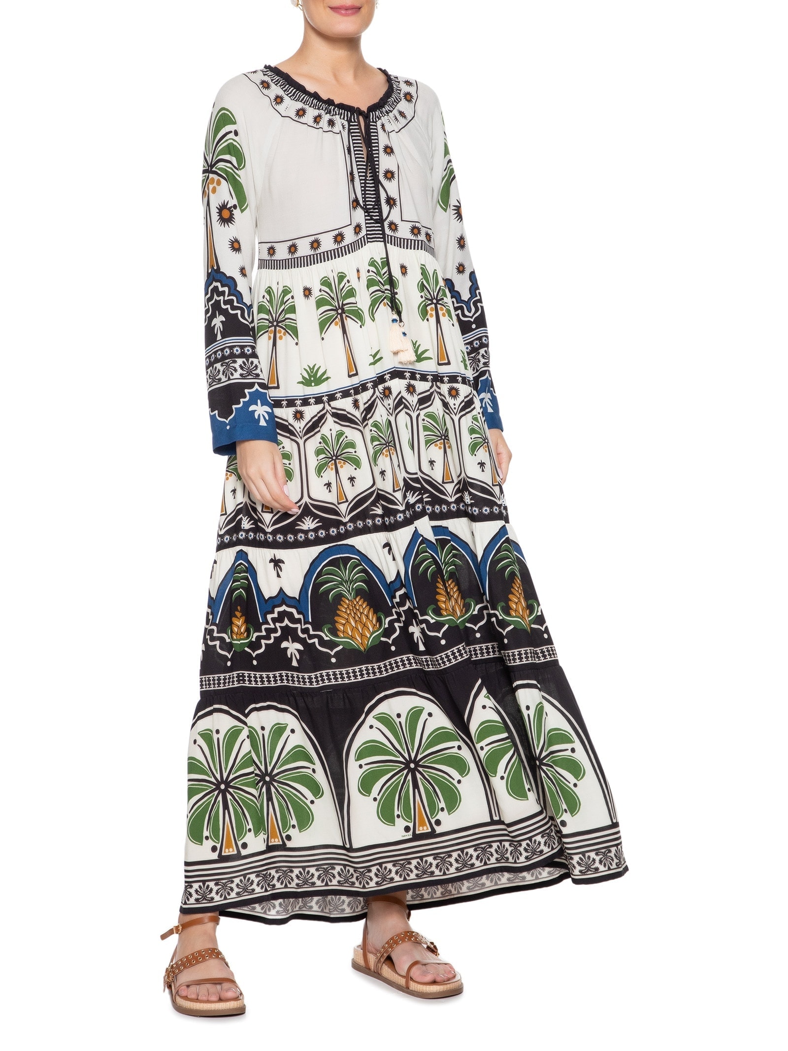 Vestido Jardim Tropical Off White Farm