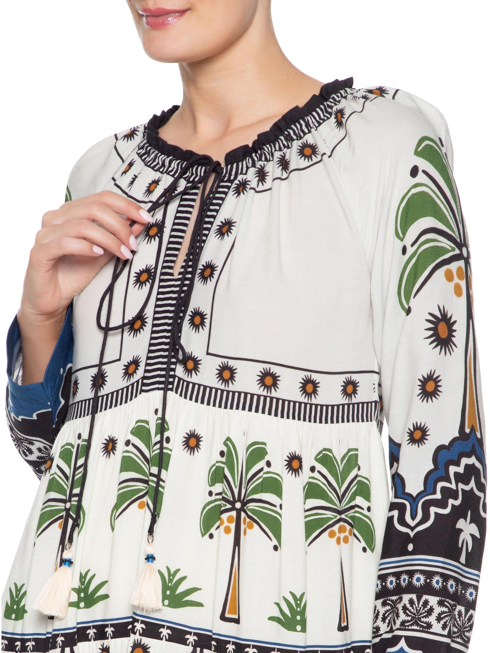 Vestido Jardim Tropical Off White Farm