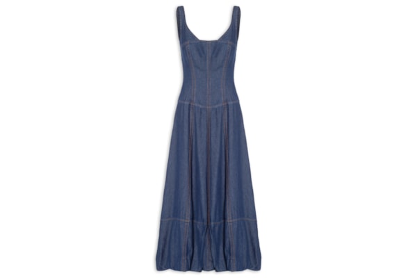 Vestido Jeans Balonê Dark - Azul