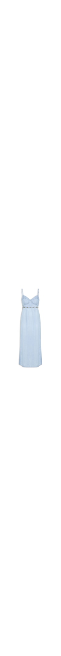 Vestido Jeans Bojo Alcinha Rebites - Azul