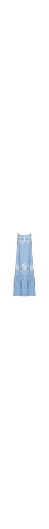 Vestido Jeans Bordado Boho - Azul