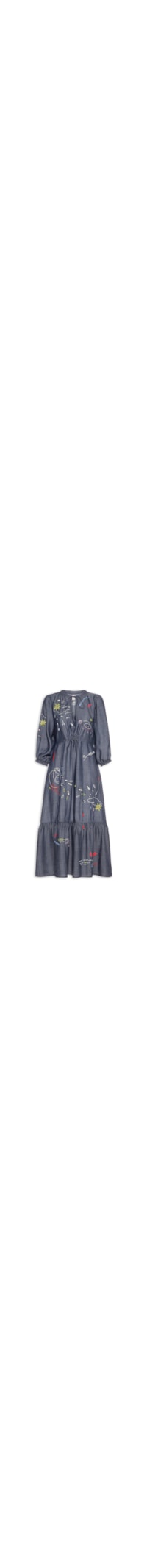 Vestido Jeans Bordado Desrazao - Azul