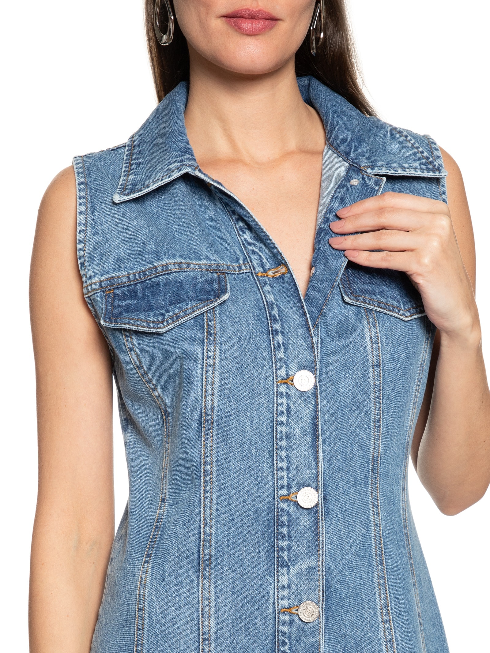 Colcci Jeans Vestido Jeans Botões Azul1