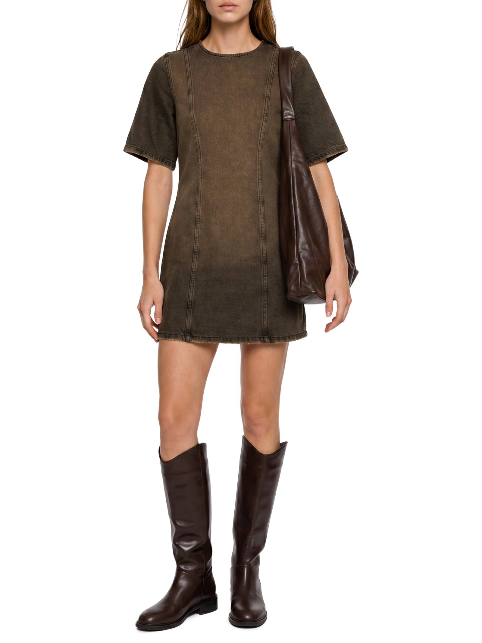 Vestido Jeans Brown Denim Marrom Cantão