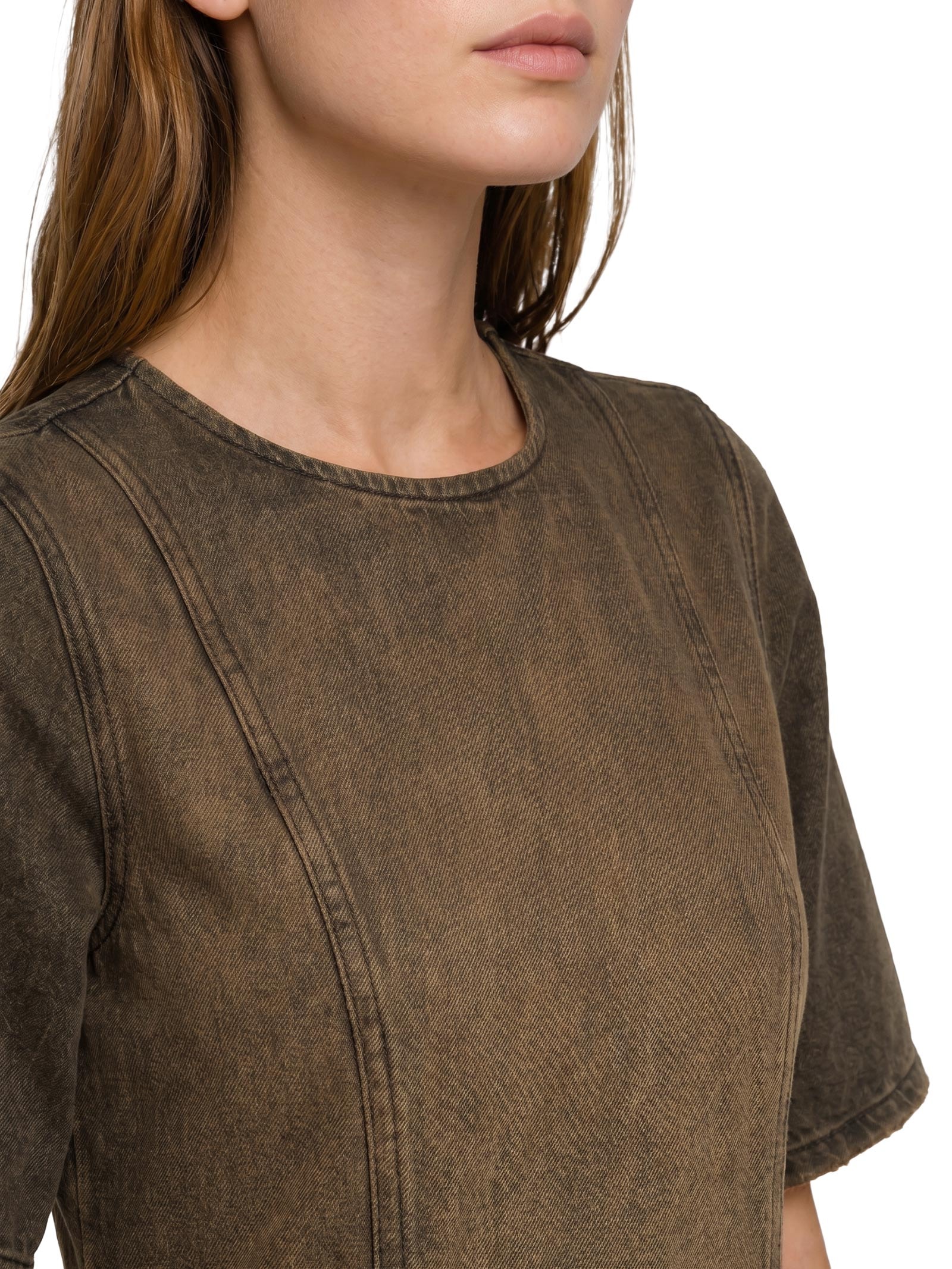 Vestido Jeans Brown Denim Marrom Cantão