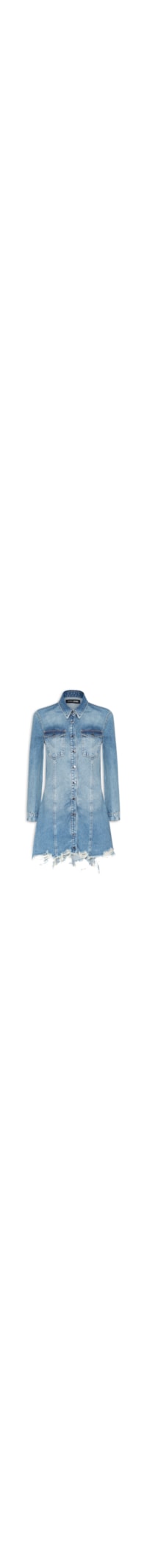 Vestido Jeans Curto Destroyed Na Barra - Azul