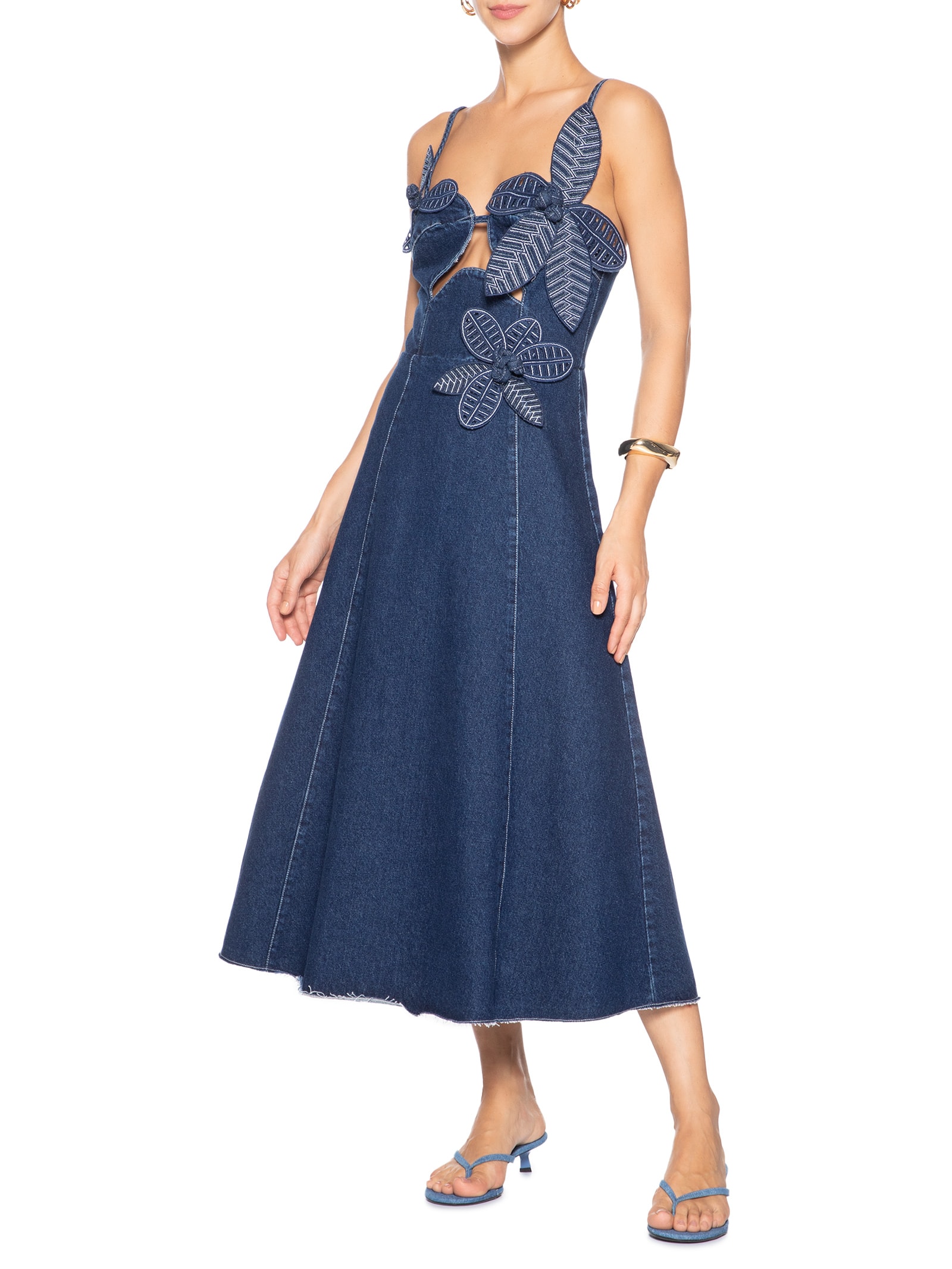 Vestido Jeans Flor Azul Farm