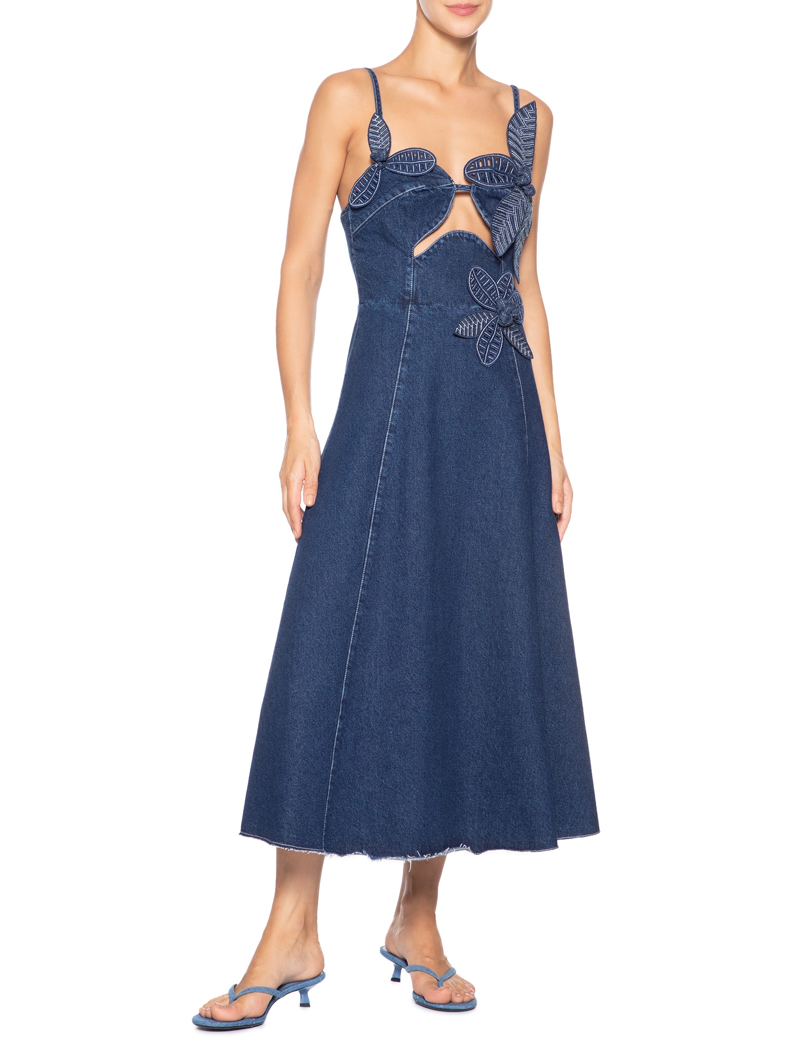 Vestido Jeans Flor Azul Farm