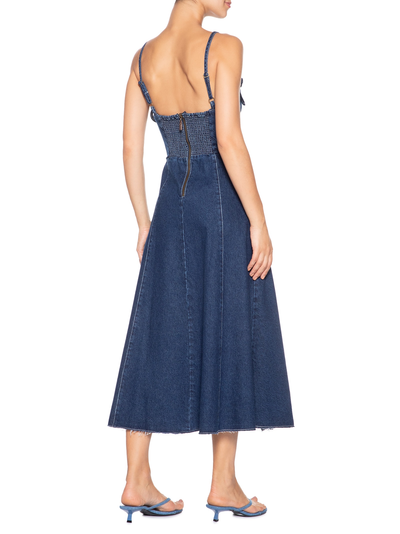 Vestido Jeans Flor Azul Farm
