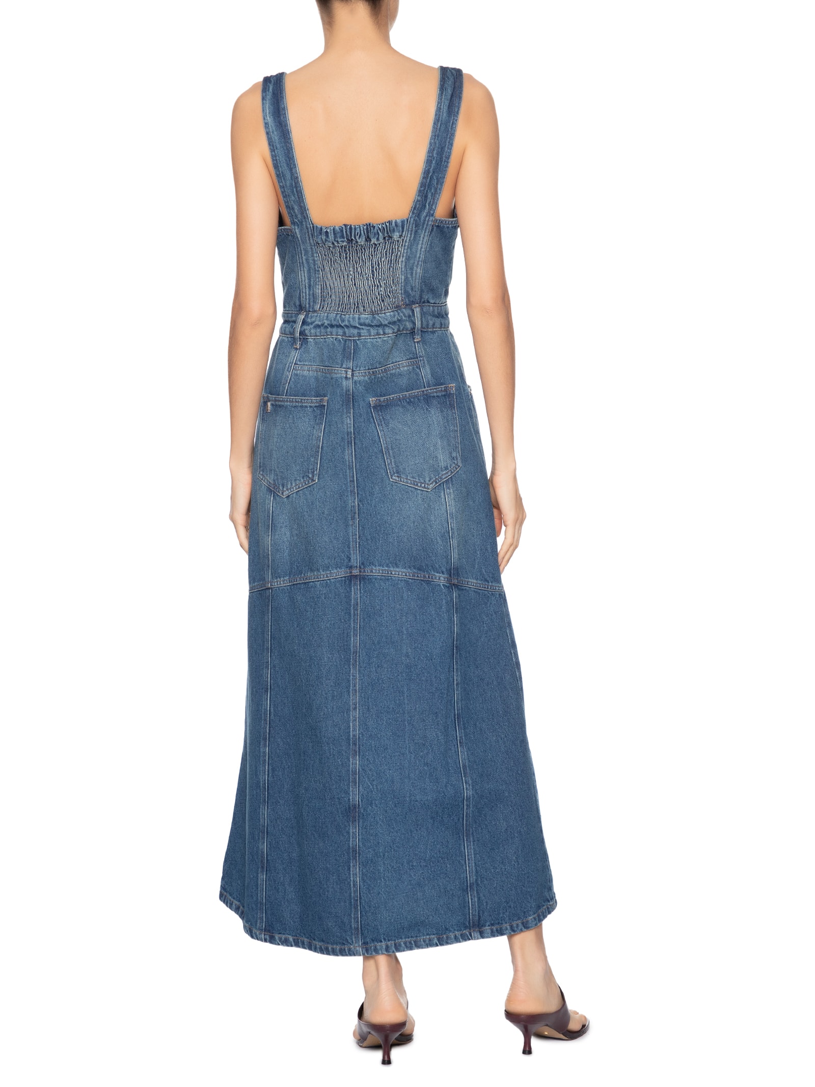 Vestido Jeans Longo Fenda Frontal Azul Animale Jeans