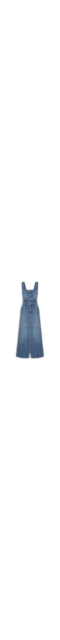 Vestido Jeans Longo Fenda Frontal - Azul