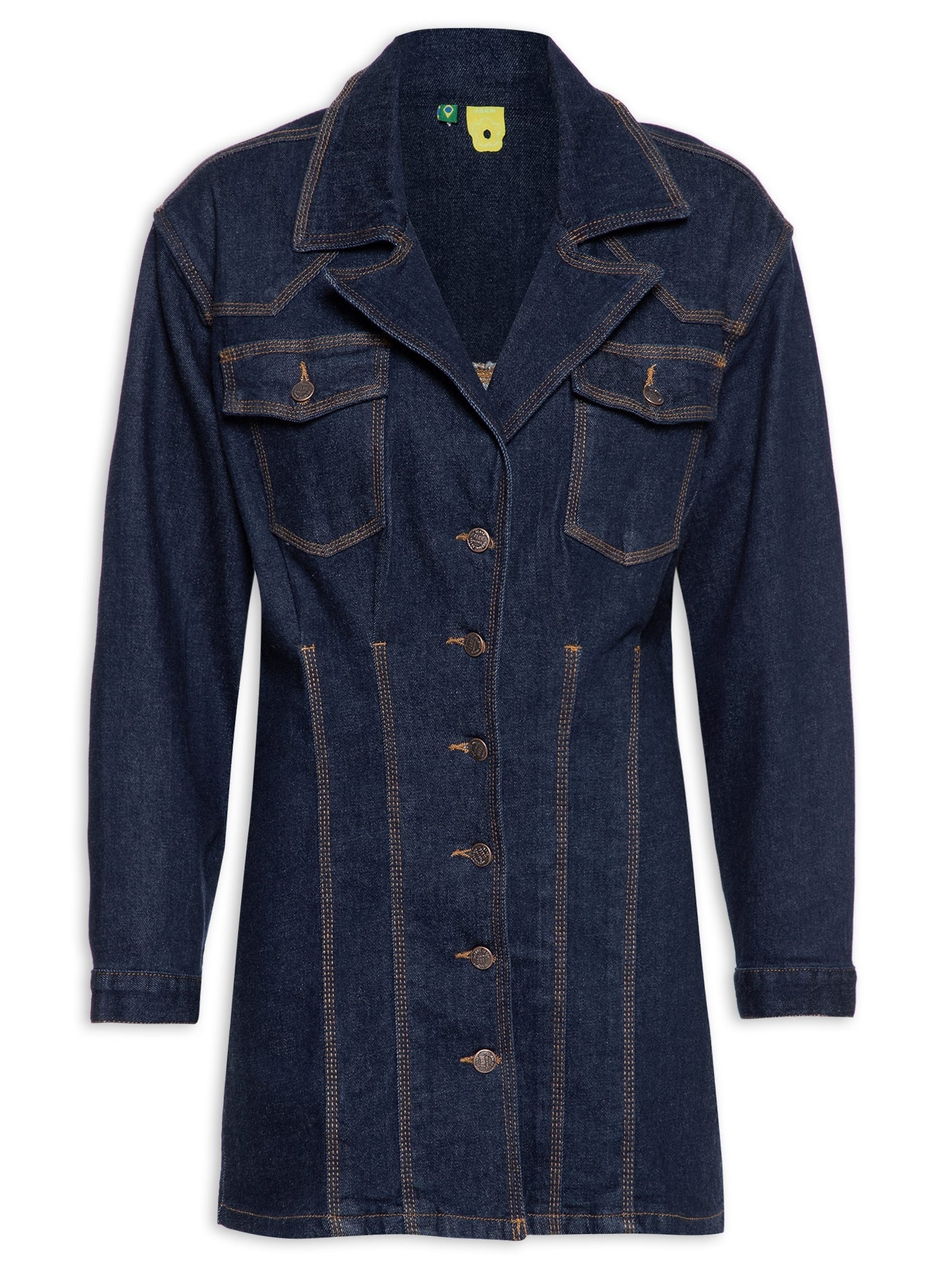 Vestido Jeans Manga Azul  Farm