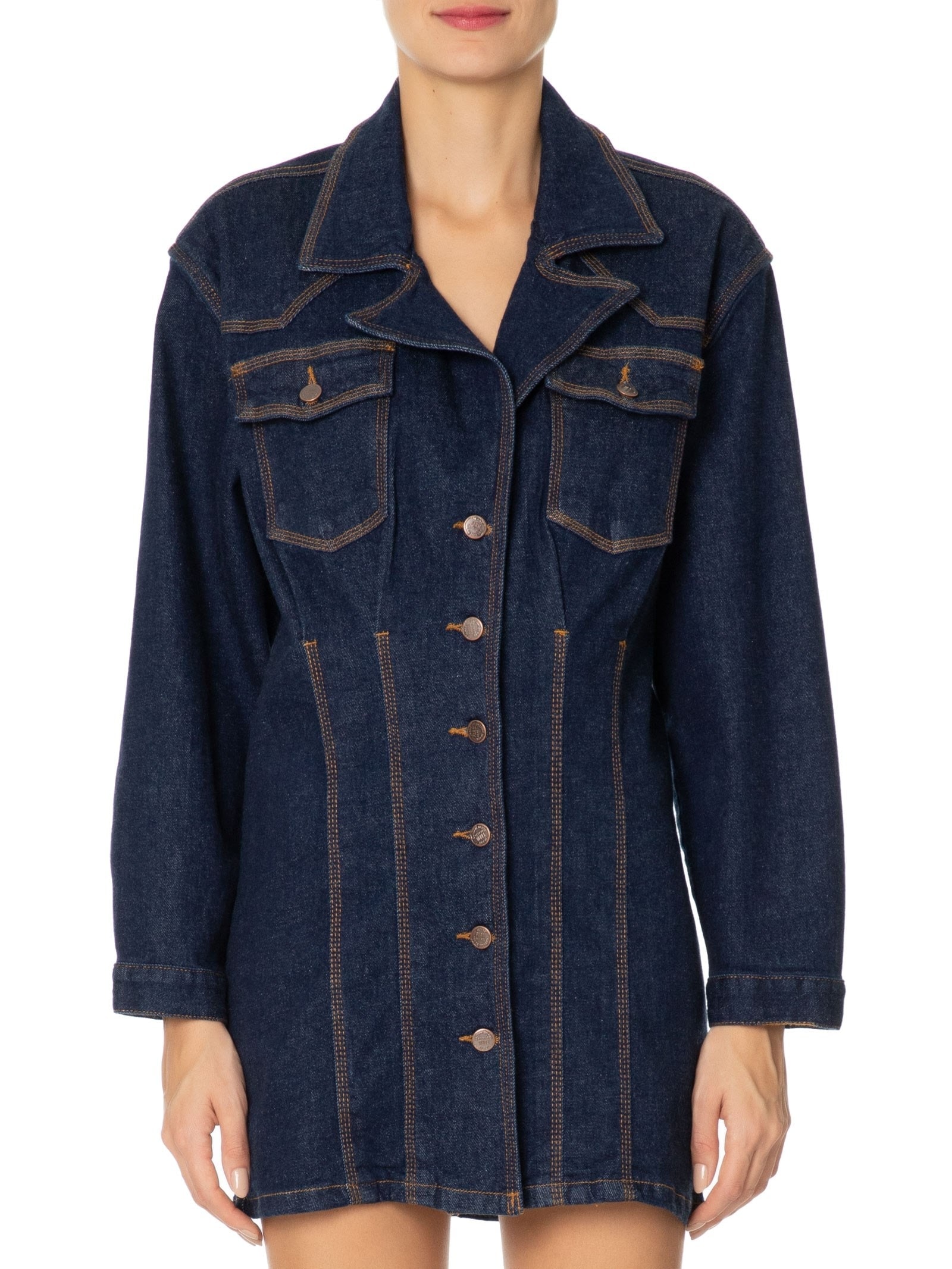 Vestido Jeans Manga Azul  Farm