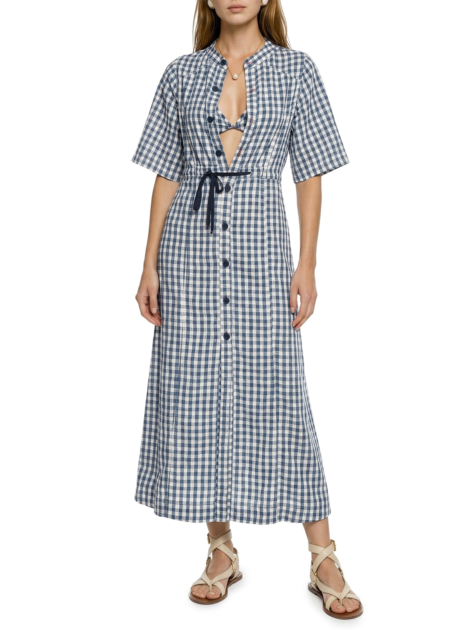 Vestido Jeans Vichy Azul Cantão