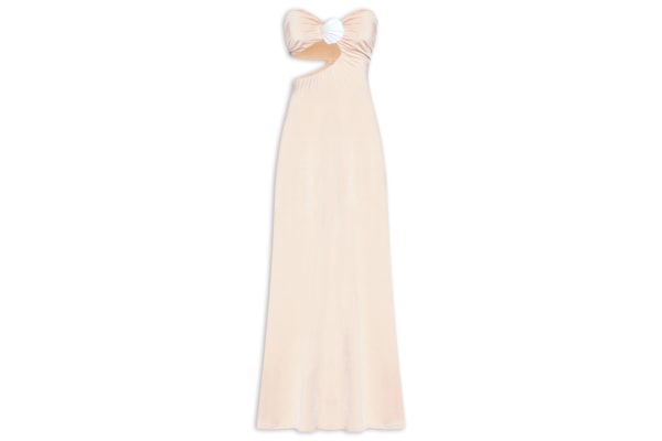 Vestido Jersey Com Concha - Bege