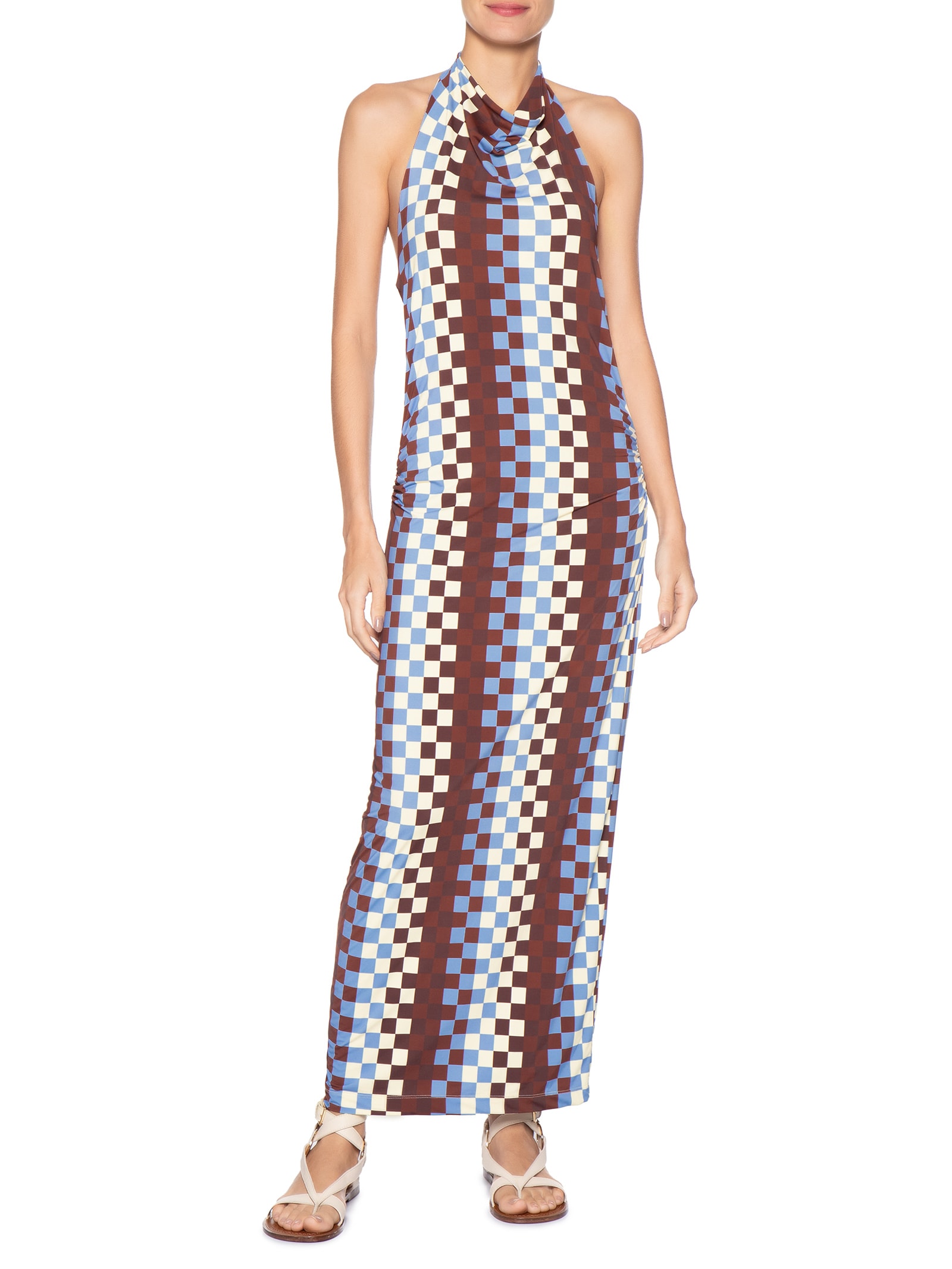 Vestido Jersey Estampa Harmonia Marrom Dress To