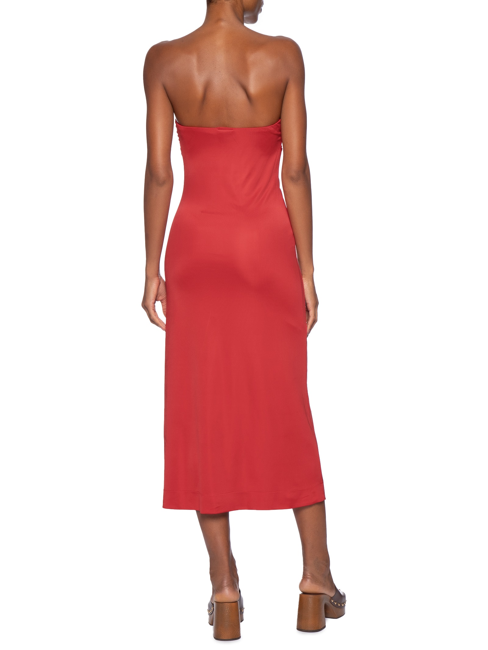 Vestido Jersey Flores Decote Vermelho Farm