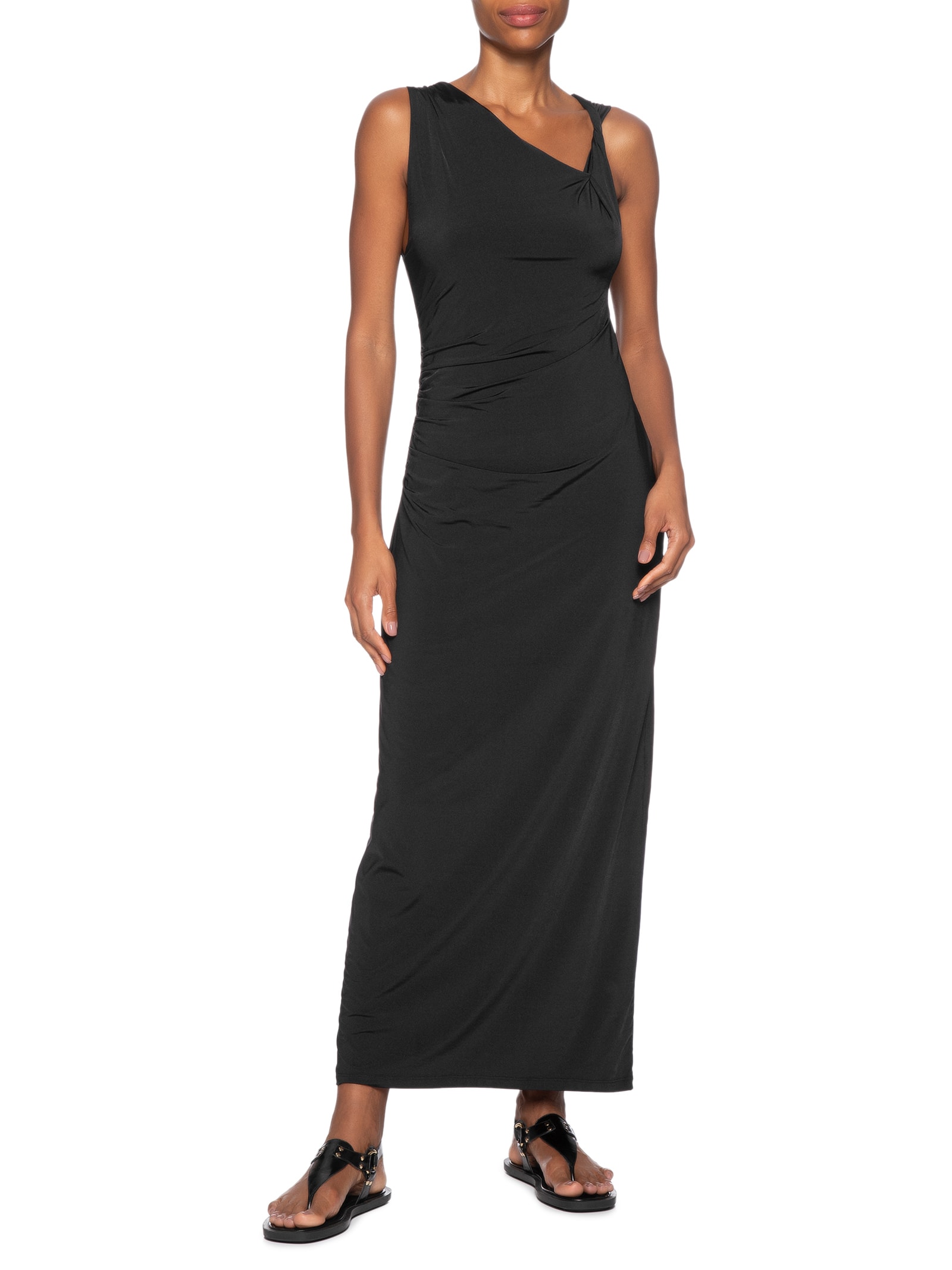 Vestido Jersey Ombro Torcido Preto Dress To