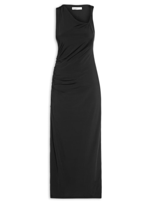 Vestido Jersey Ombro Torcido – Preto