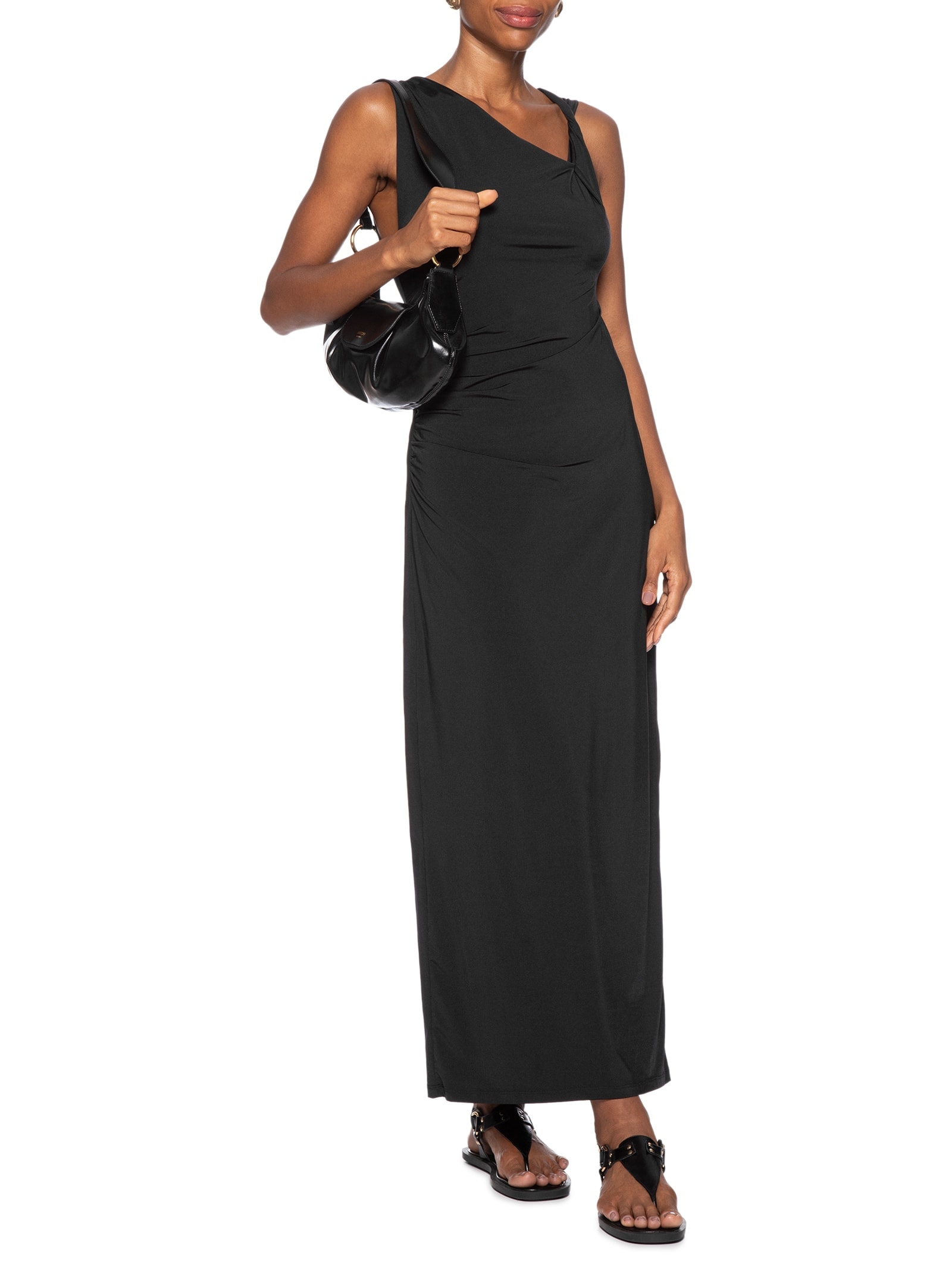 Vestido Jersey Ombro Torcido Preto Dress To