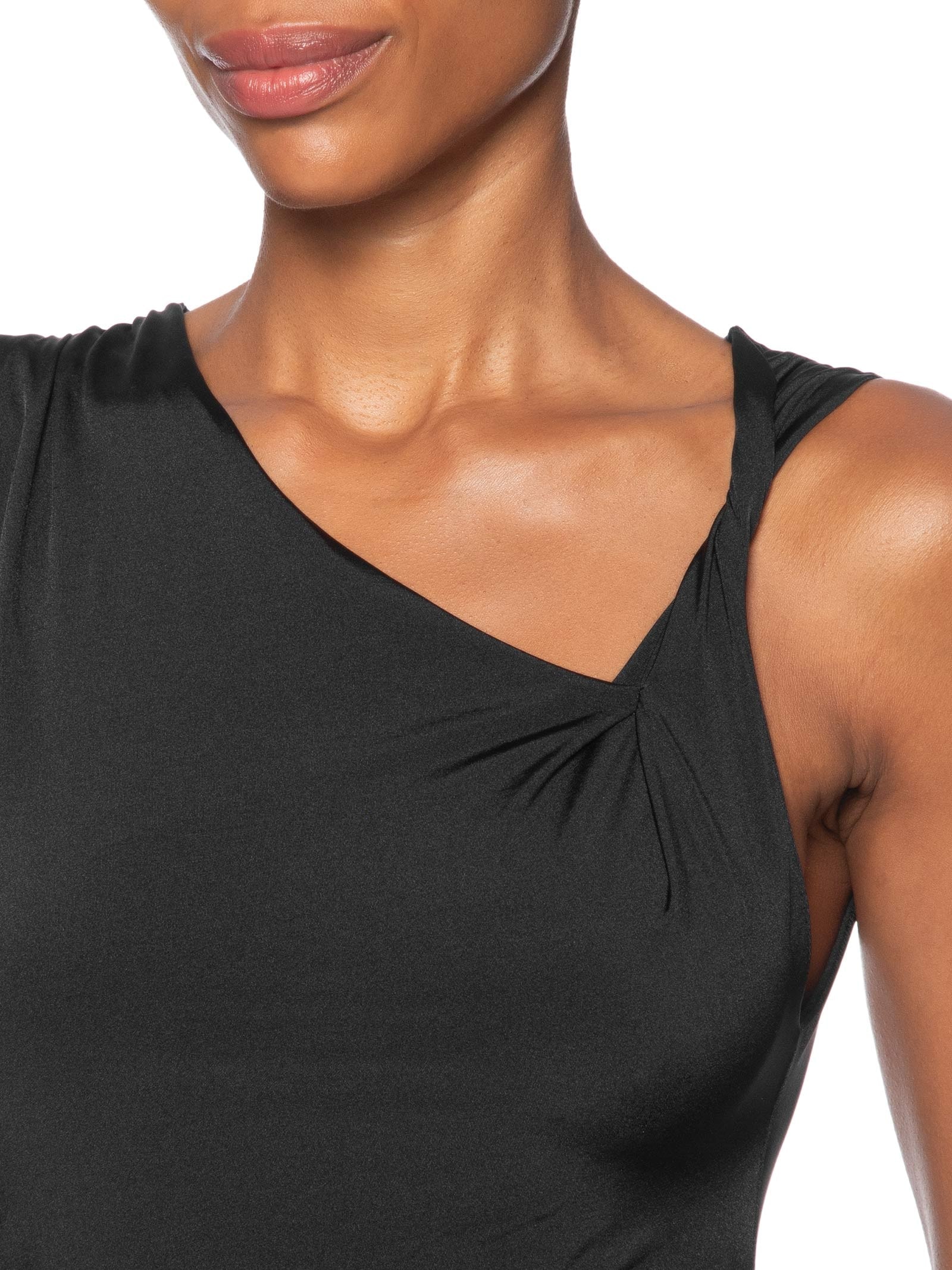 Vestido Jersey Ombro Torcido Preto Dress To