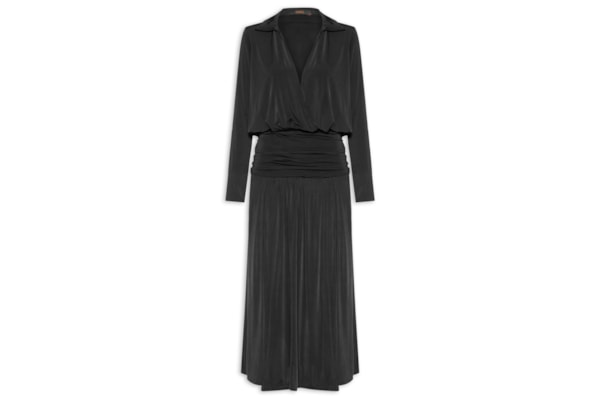 Vestido Jersey Pala Transpassado - Preto