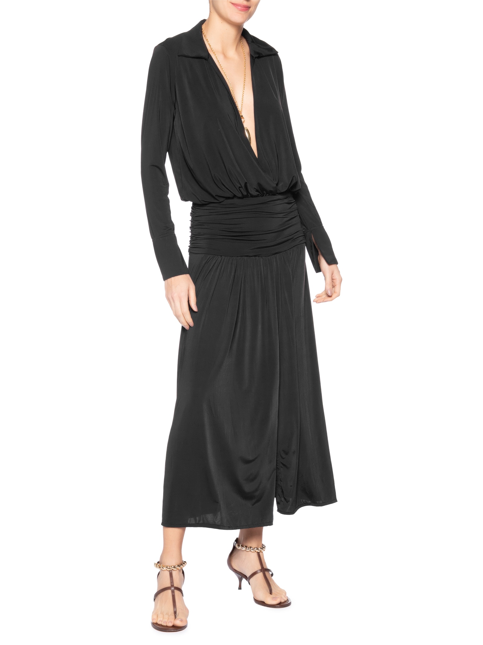 Vestido Jersey Pala Transpassado Preto Animale