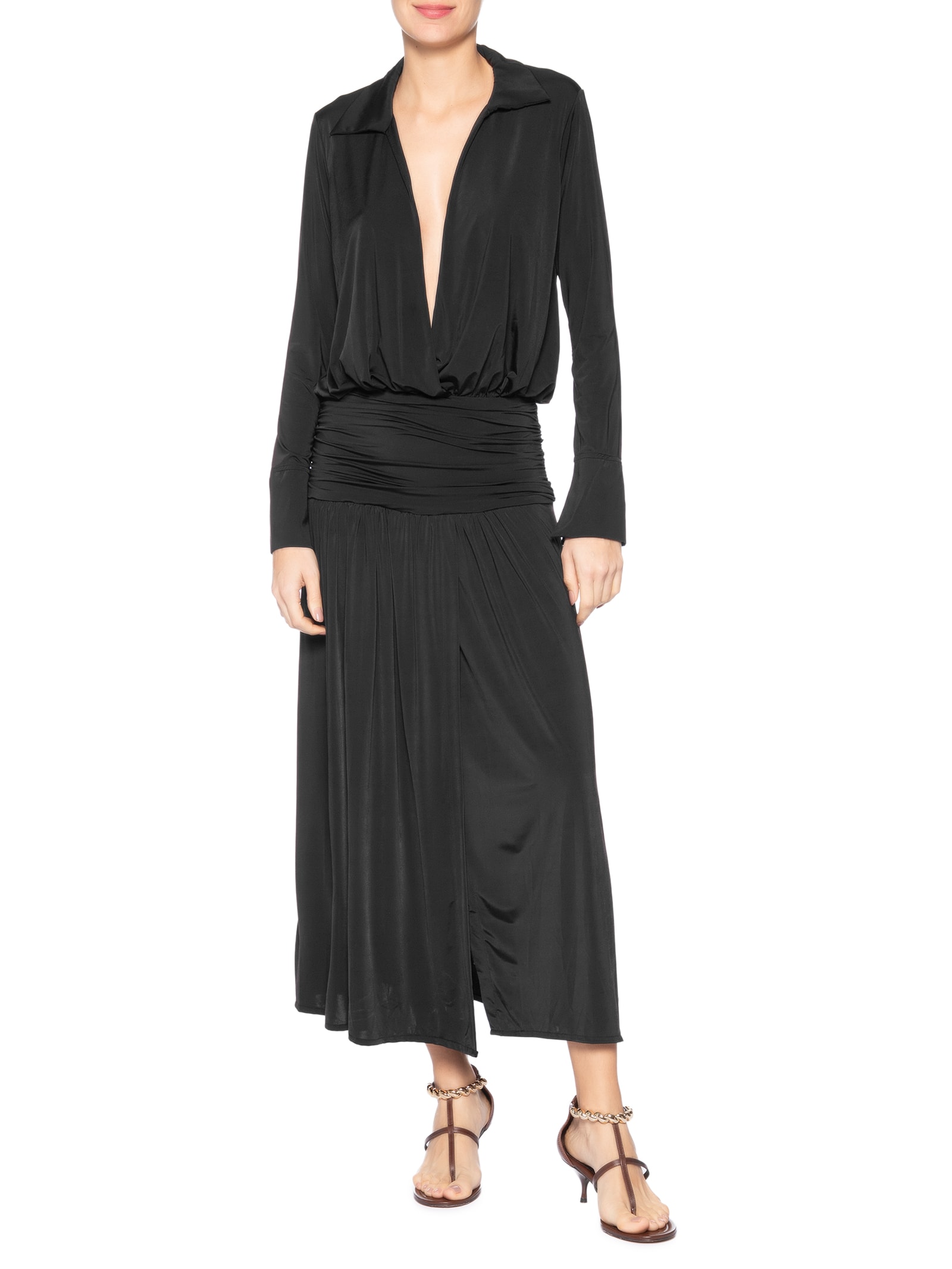 Vestido Jersey Pala Transpassado Preto Animale