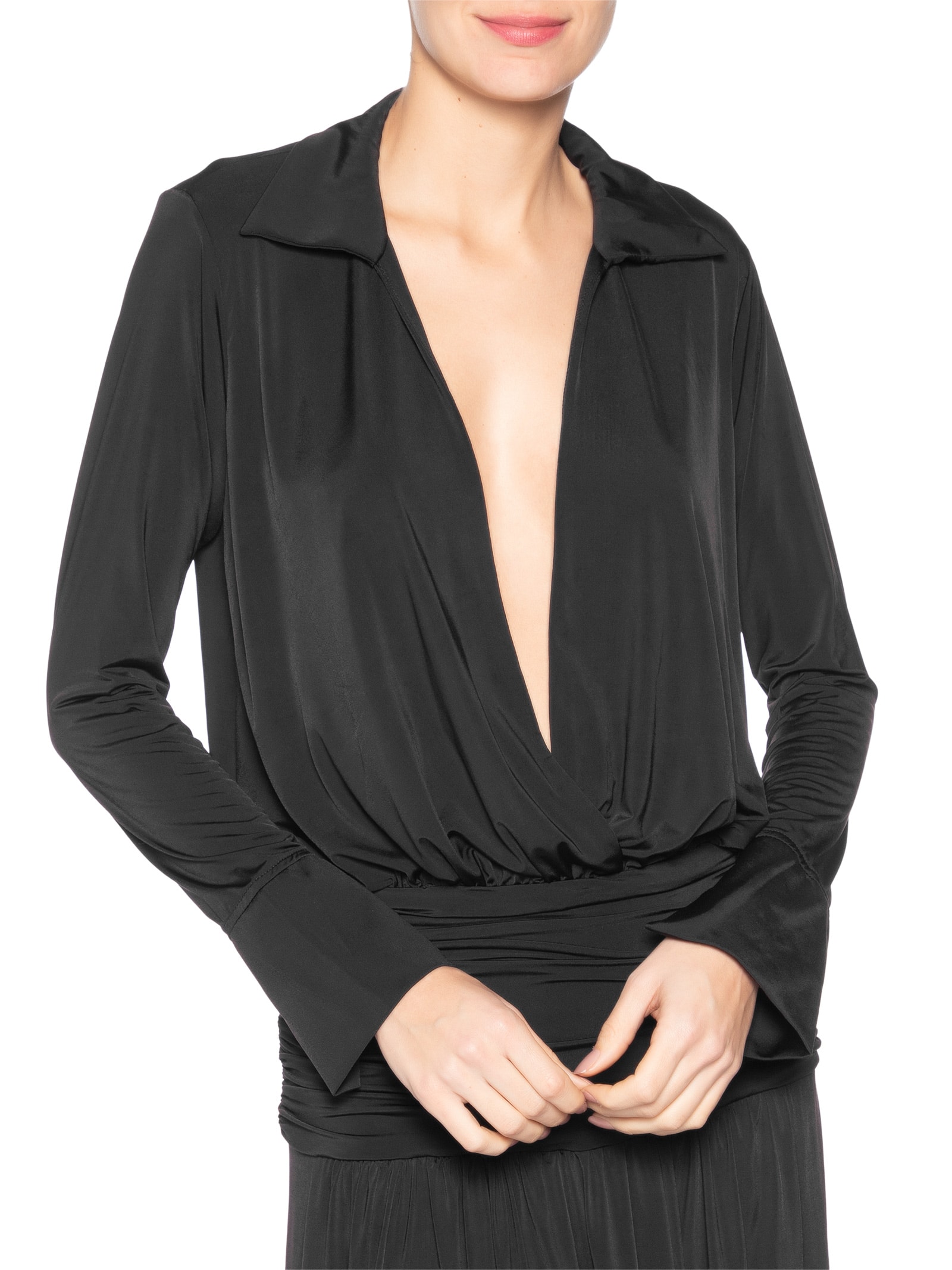 Vestido Jersey Pala Transpassado Preto Animale
