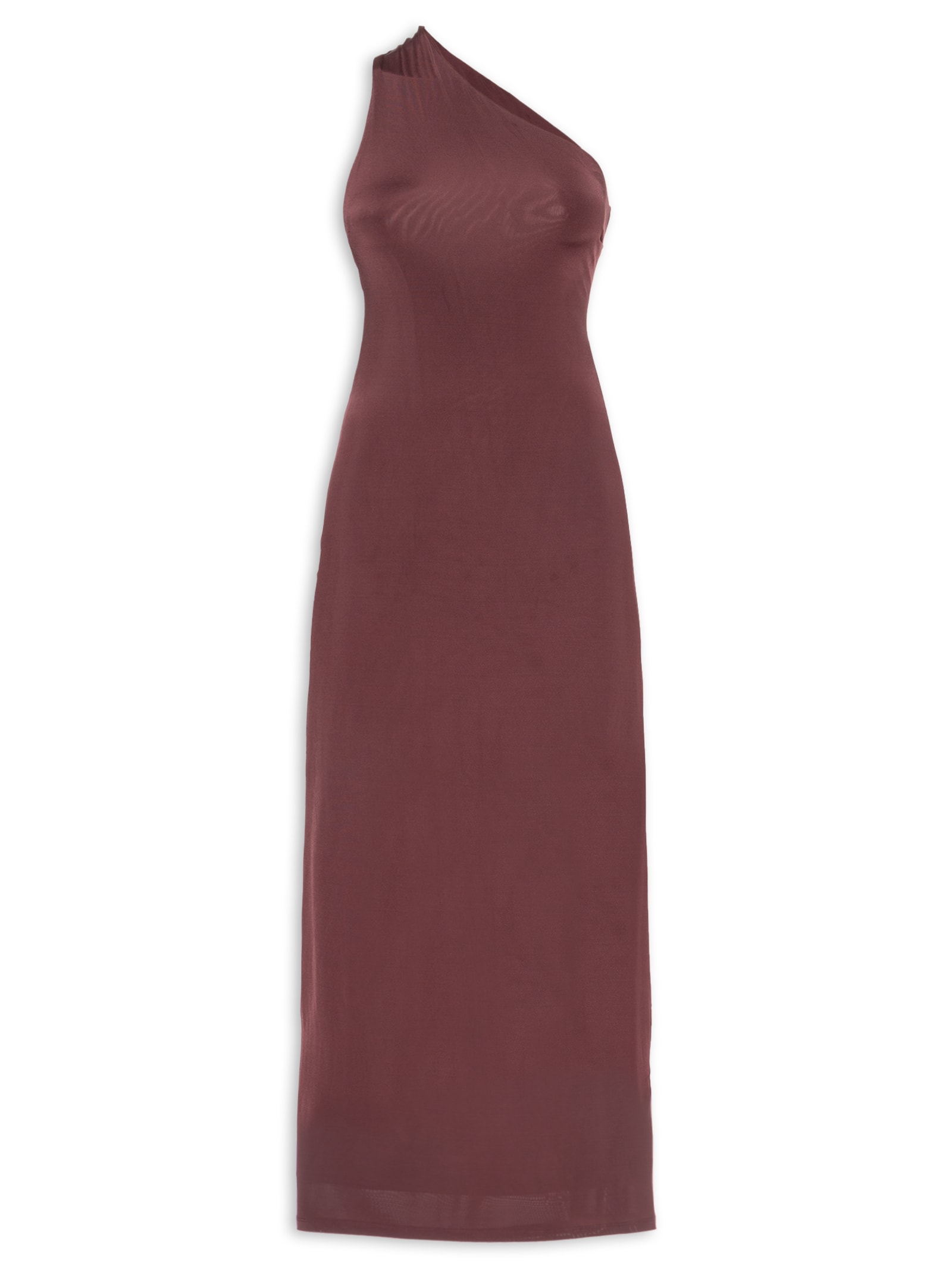 Vestido Jersey Um Ombro Só Malha Marrom Animale Jeans