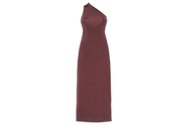 Vestido Jersey Um Ombro Só Malha - Marrom