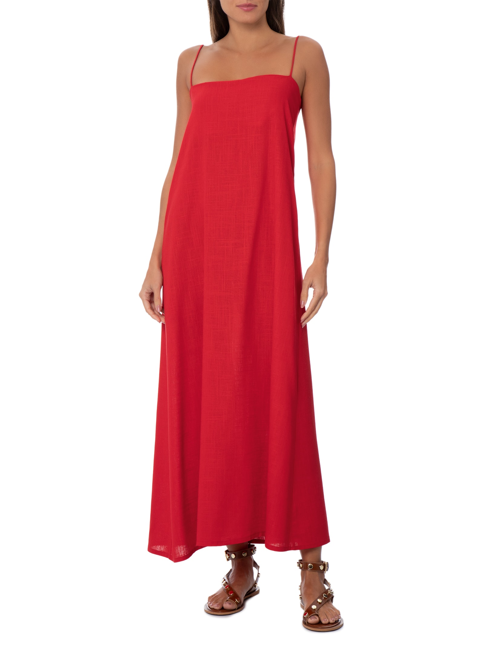 Vestido Julia Porto Pimenta Vermelho Panô