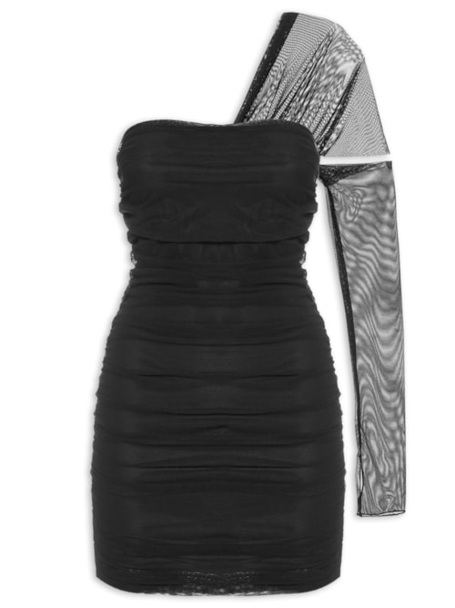 Vestido Justo Manga Longa - Preto