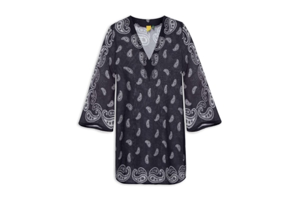 Vestido Kaftan Banana Jardim - Preto
