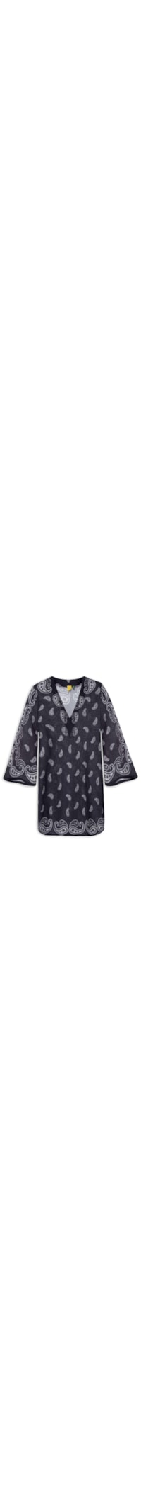 Vestido Kaftan Banana Jardim - Preto