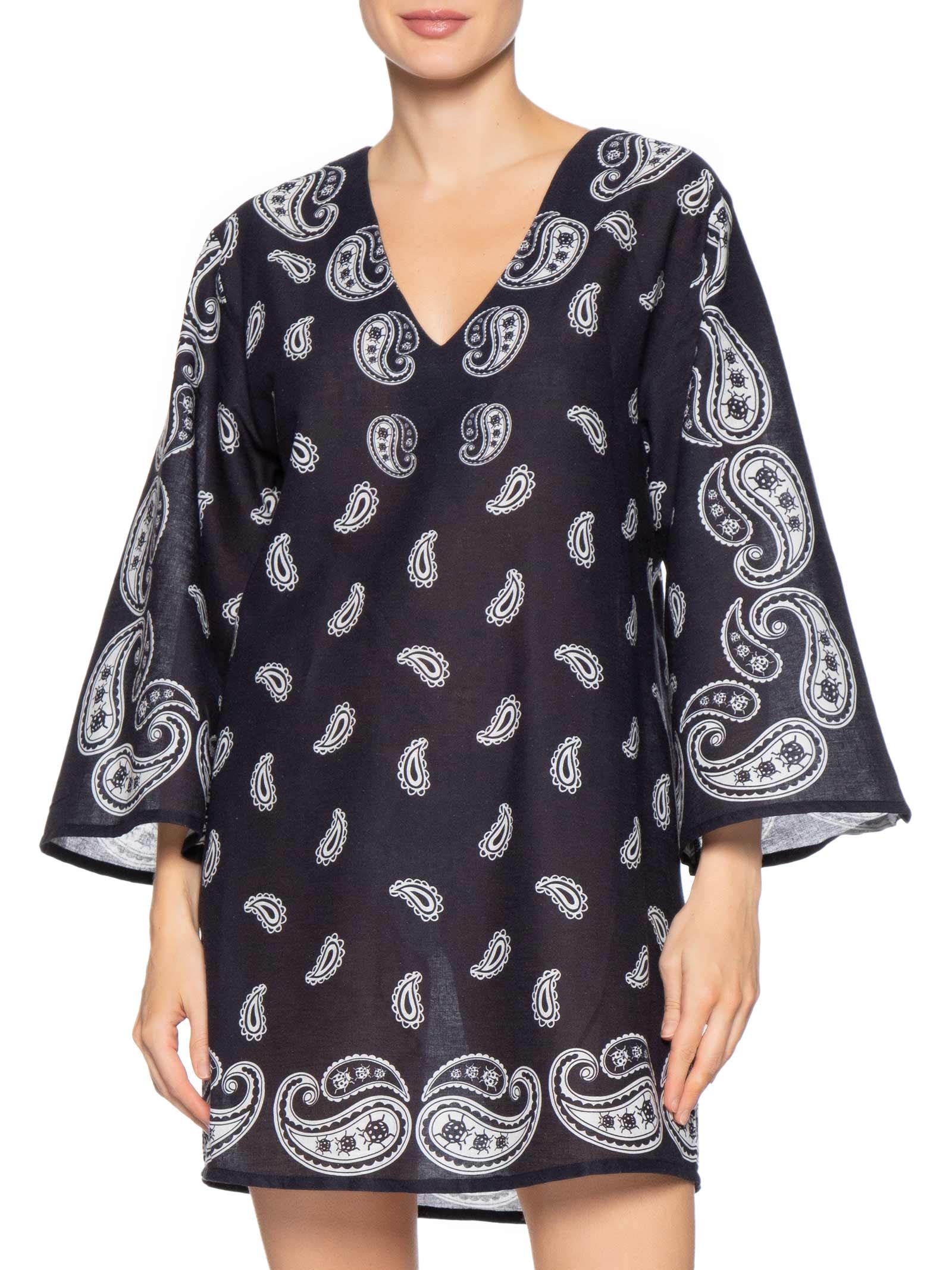 Vestido Kaftan Banana Jardim Preto Farm Praia