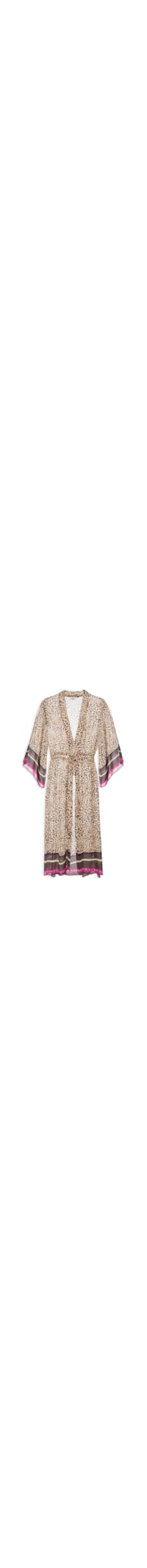 Vestido Kaftan Onça Lenço Resort - Marrom