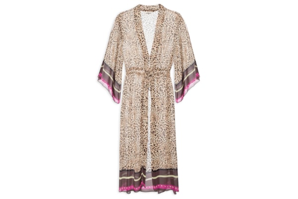 Vestido Kaftan Onça Lenço Resort - Marrom
