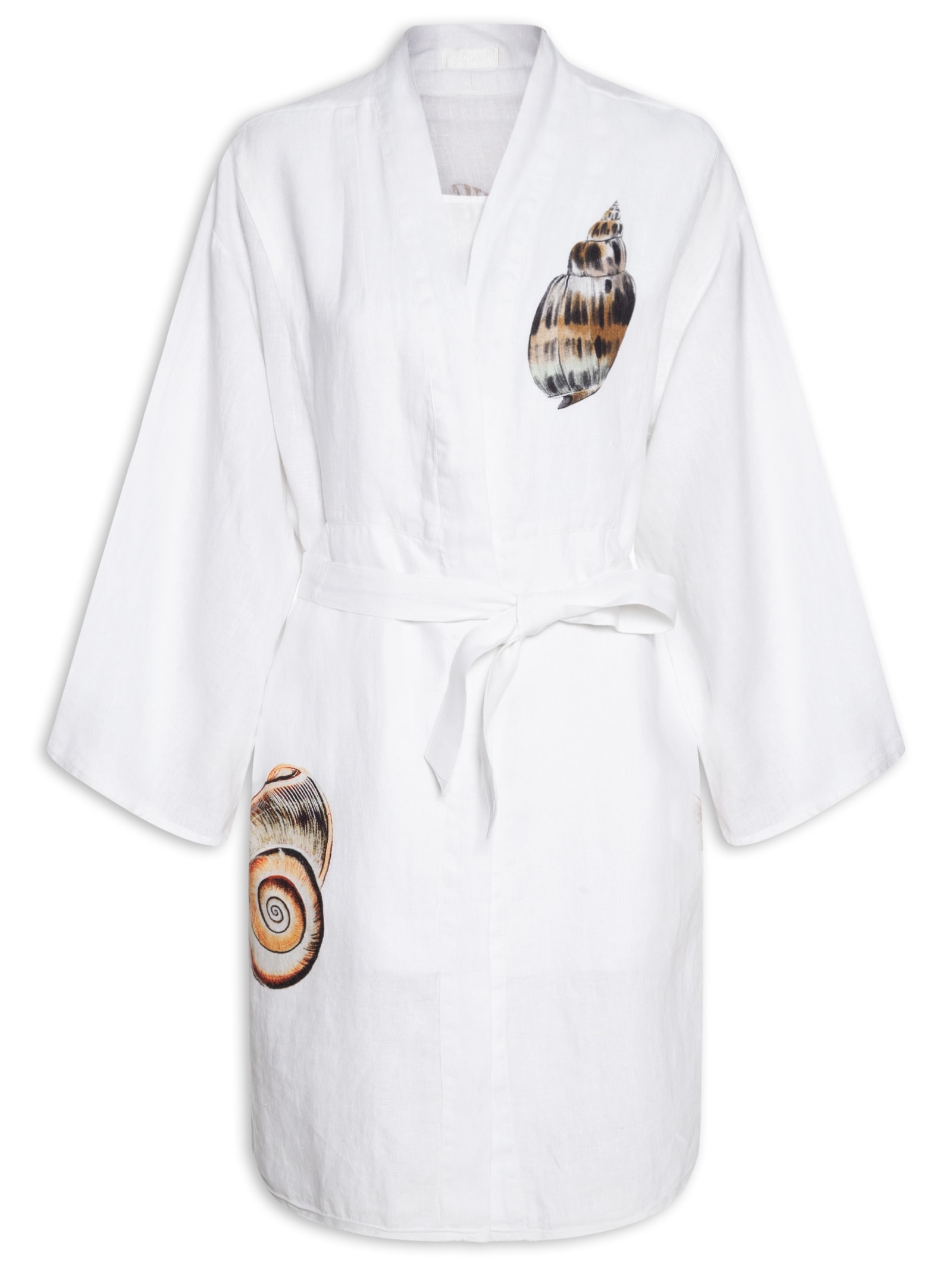 Vestido Kimono Concha Tex Color Linho Branco Osklen