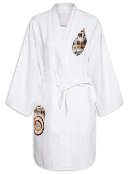 Vestido Kimono Concha Tex Color Linho – Branco