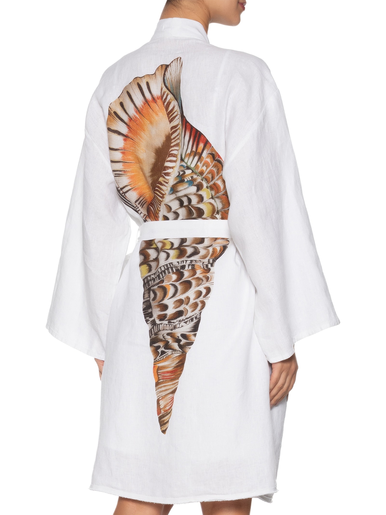 Vestido Kimono Concha Tex Color Linho Branco Osklen