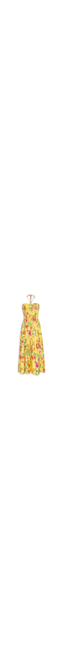 Vestido Lastex Jardim De Frutas - Amarelo