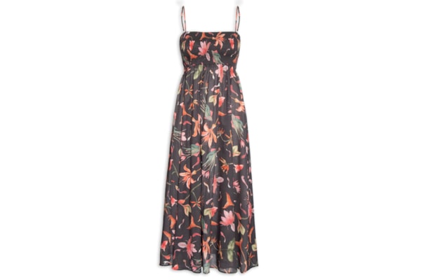 Vestido Lastex Midi Fishbloom Plum - Preto