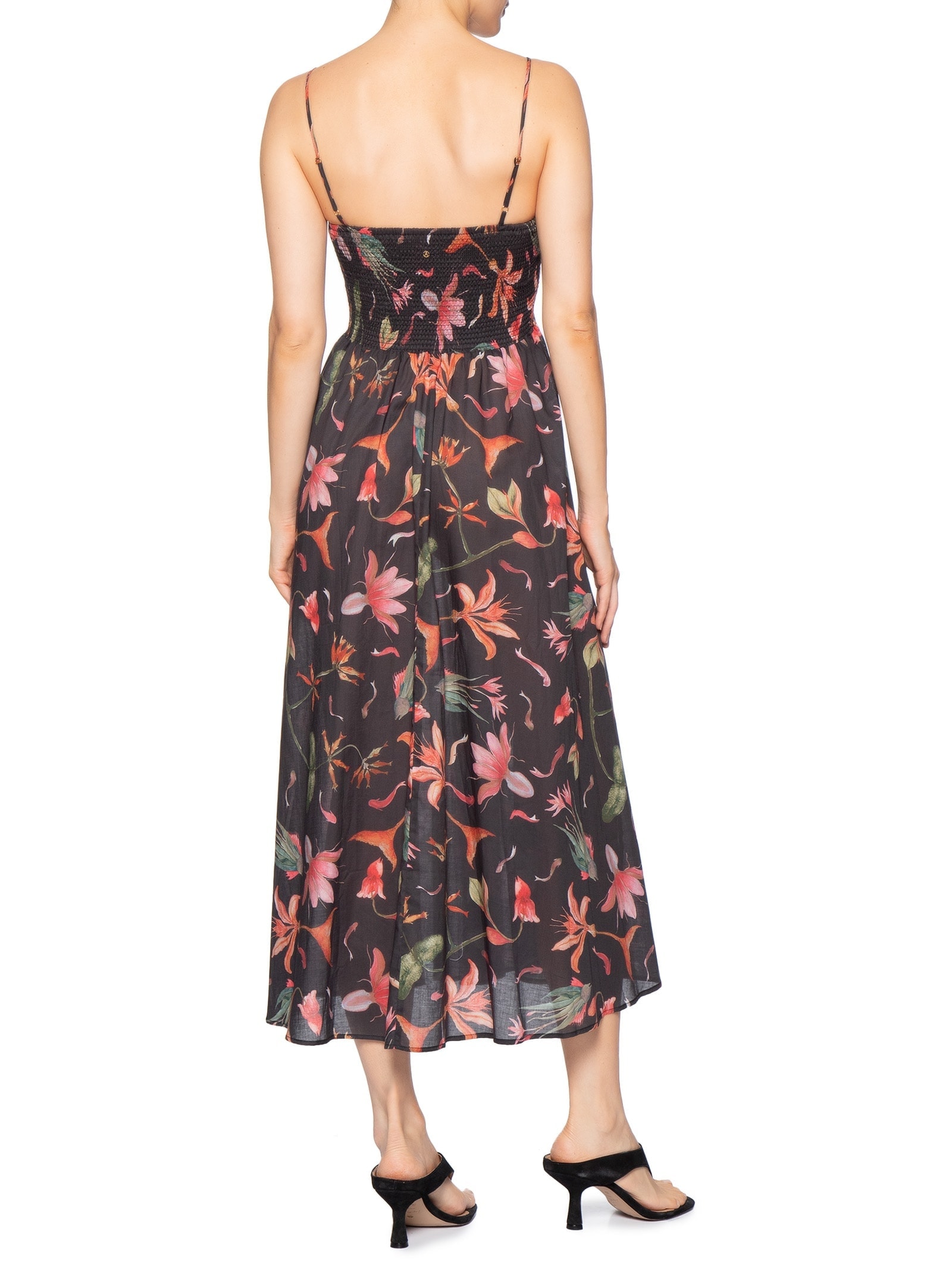 Vestido Lastex Midi Fishbloom Plum Preto Animale Resort