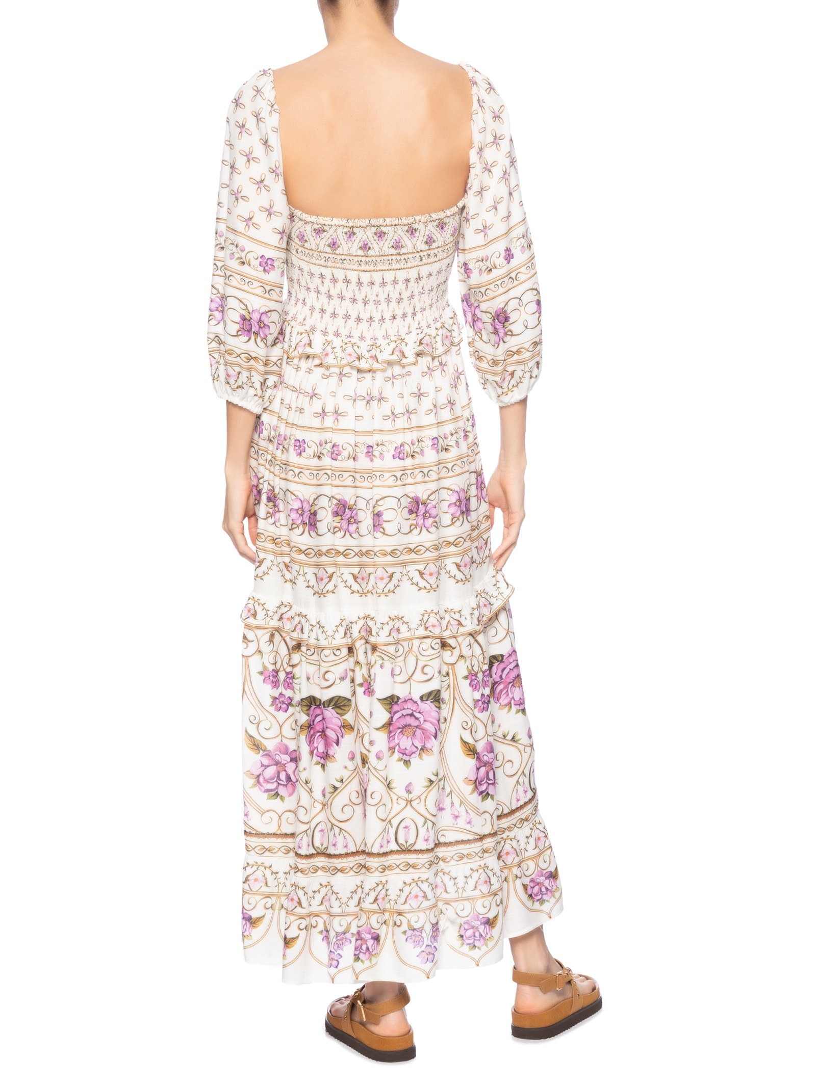 Vestido Lastex Poesia De Flor Branco Farm